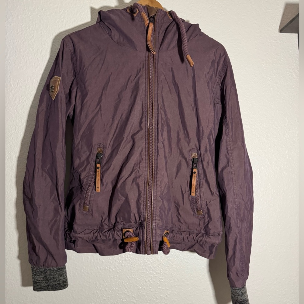 Naketano Purple Parka Jacket – Size L • Navy & White Star Print Liner